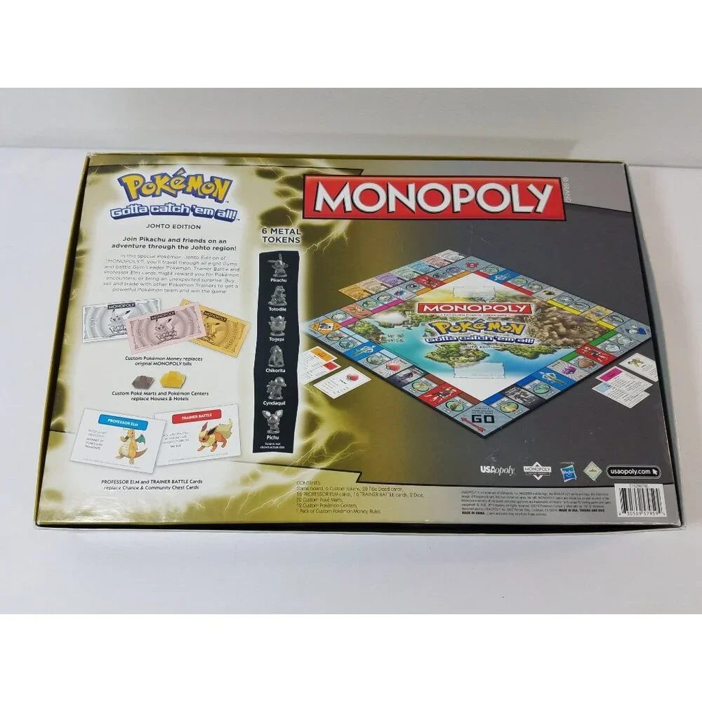 Monopoly Pokemon Johto Edition Board Game Complete 2016 Hasbro